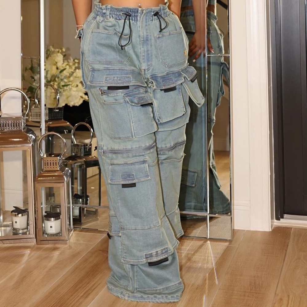 Denim UNISEX baggy cargo pants